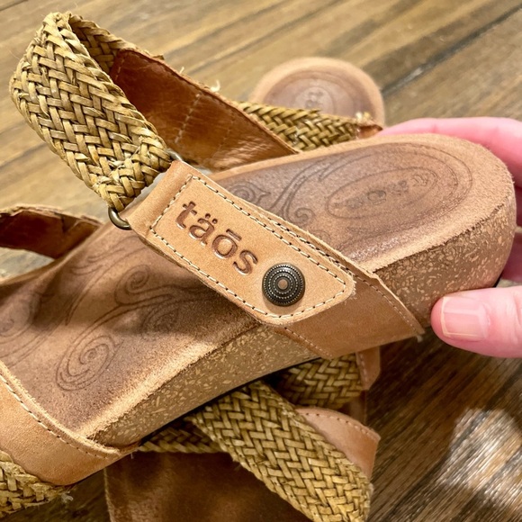 Taos Sandals Women’s Size 6-6.5 Trulie Camel Slingback Strappy Leather Braided - Picture 4 of 11